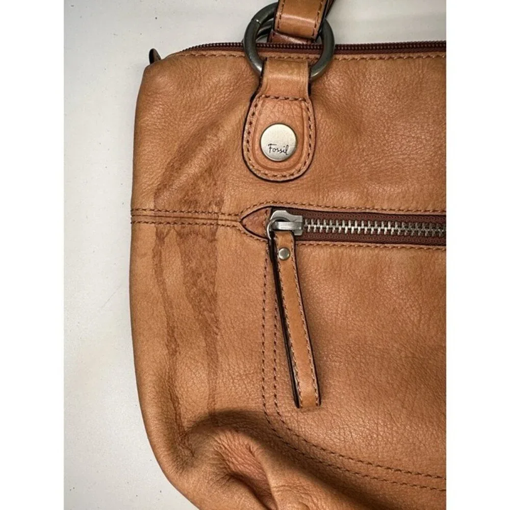 Fossil Long Live Vintage Butterscotch Brown Leather Shoulder Purse - Picture 7 of 12